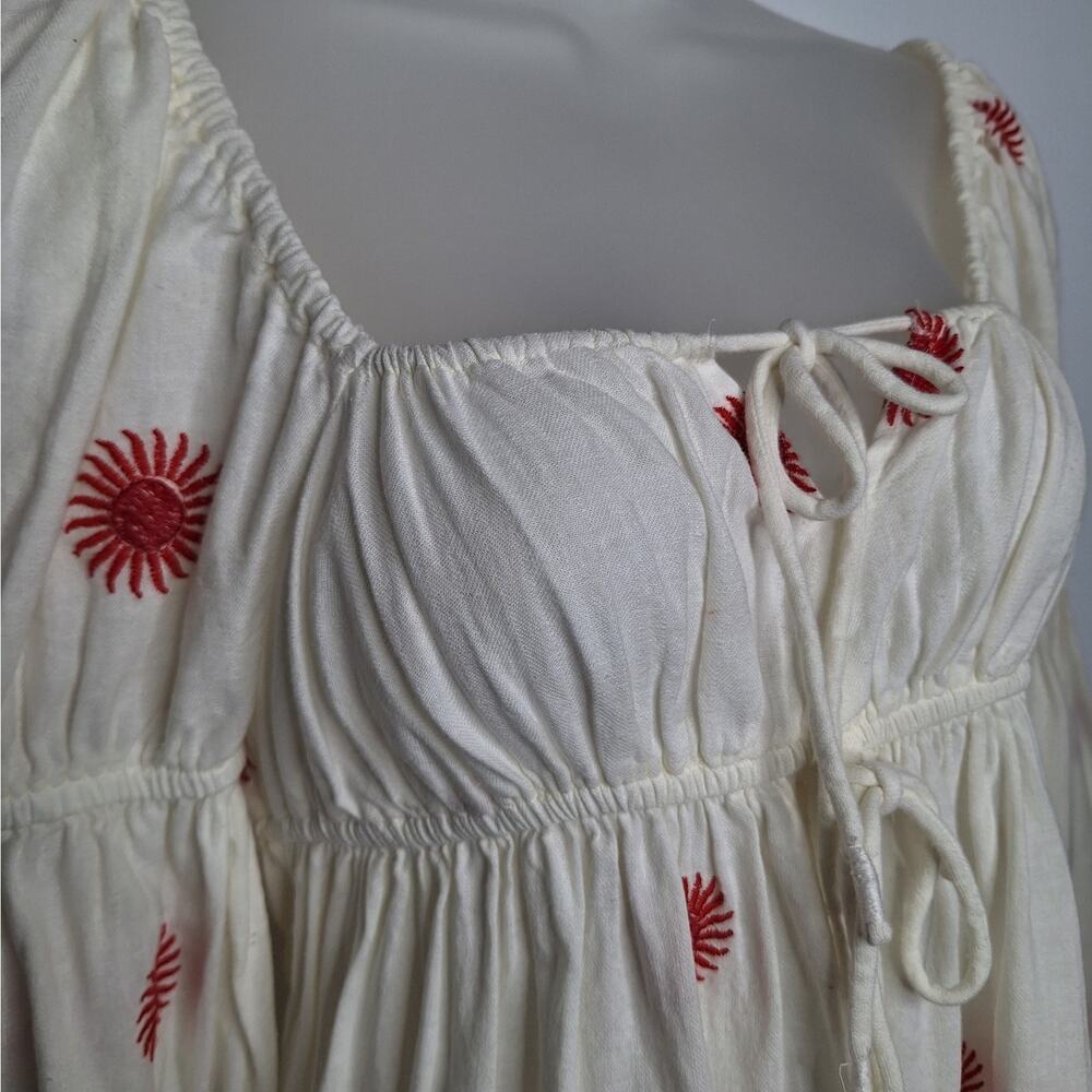 Free People Emory Embroidered Midi Dress XS Prairie Medieval Cottage Boho - Picture 9 of 14